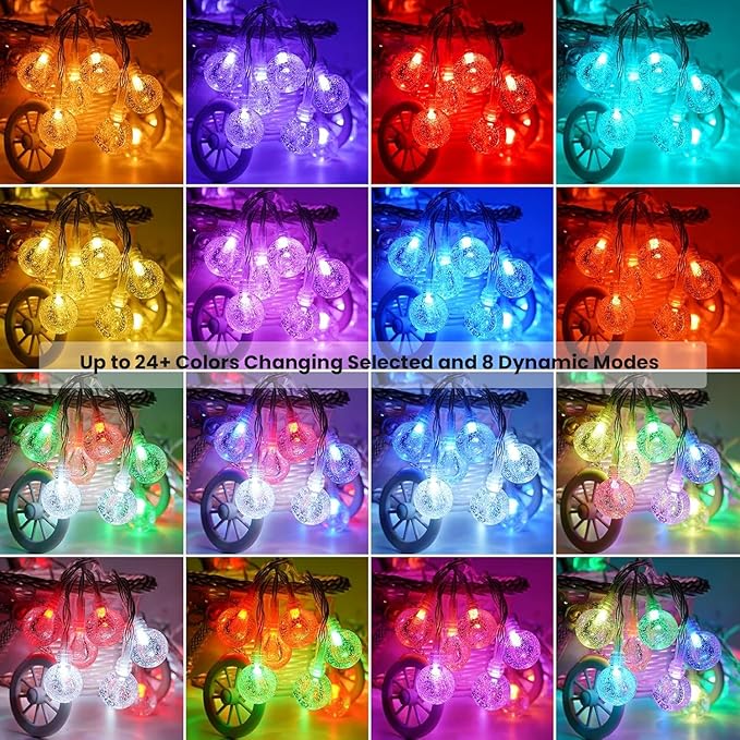 Color Changing String Lights Plug in, 33ft 60LED Connectable Crystal Globe - Image 8