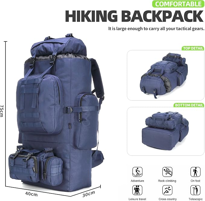 King'sGuard 100L Camping Hiking Backpack Molle Rucksack Military Camping - Image 5