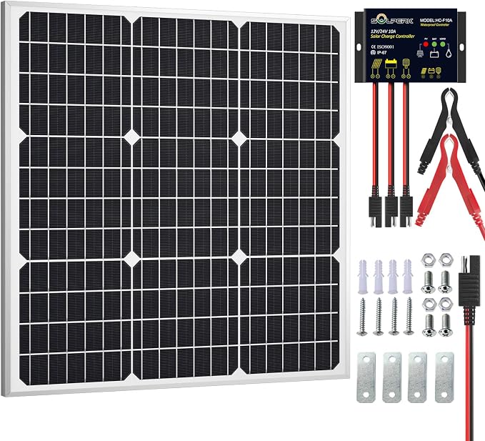 SOLPERK Solar Panel Kit 50W 12V, Waterproof Solar Battery Trickle Charger by SOLPERK-WeNeverStop