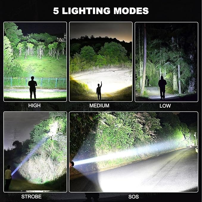 3 Pack Rechargeable LED Flashlights High Lumens, 000LM Super Bright Flashlight - Image 5