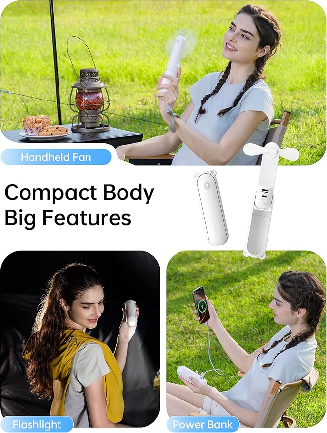 JISULIFE Handheld Fan 8 Plus: All-in-One Mini Fan - Image 2
