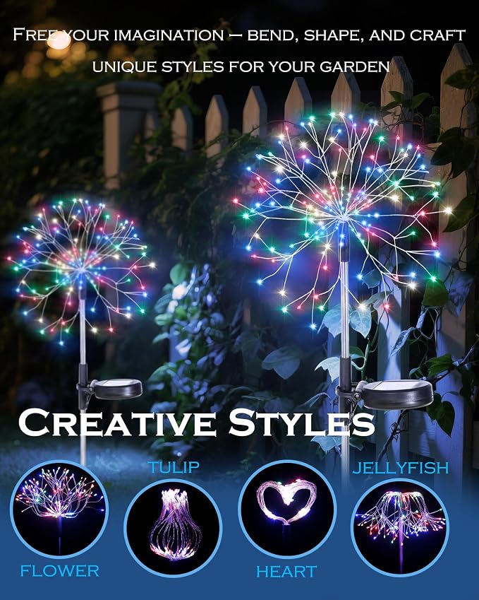 Solar Garden Lights Outdoor Yard Decorations, 8 Pack 150Leds Pathway Lights - Image 5