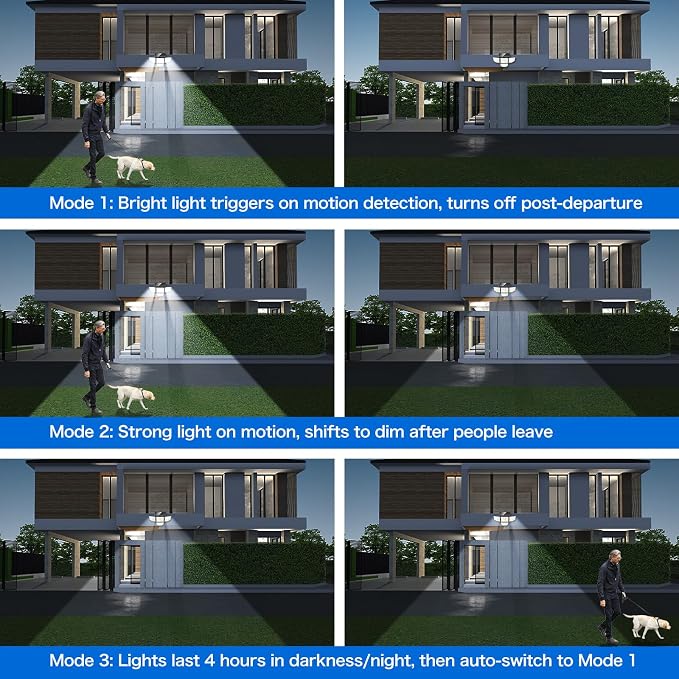Adewalk Outdor Security Solar Light -4Pack 188 LED Solar Motion Sensor Light - Image 6