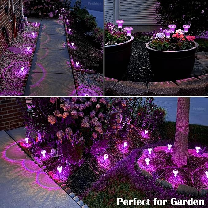 Priddop Solar Lights Outdoor Pathway Waterproof 8 Pack Purple LED Acrylic - Image 5