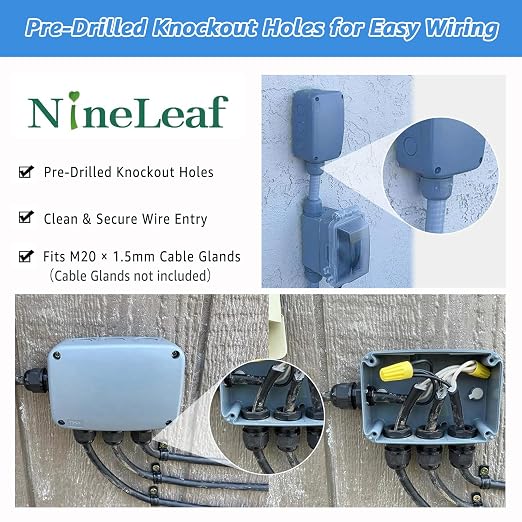 4PK Electrical Junction Box, Nineleaf IP66 Weatherproof Junction Box, 4.9"x - Image 2