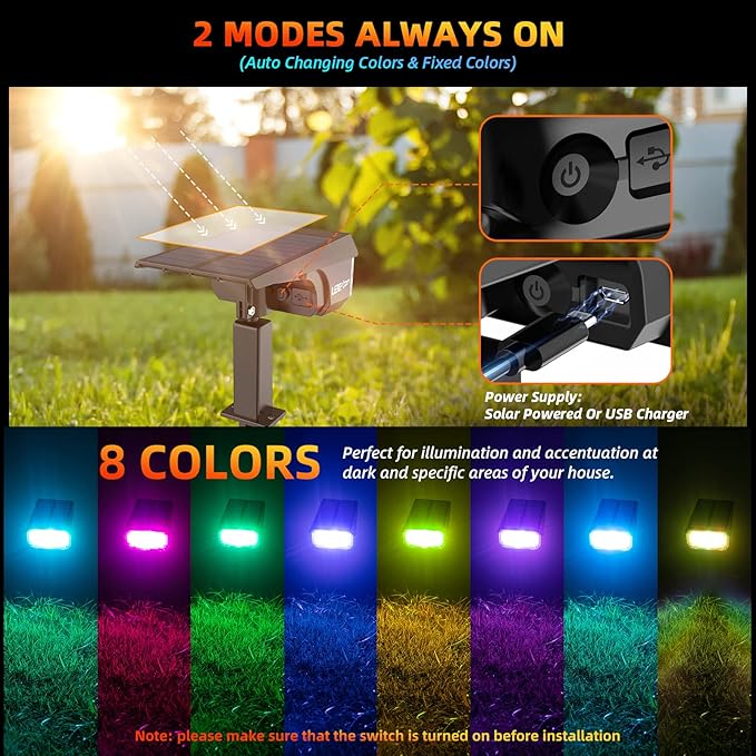 LEREKAM Color Solar Light Outdoor Waterproof Spotlights - Image 5