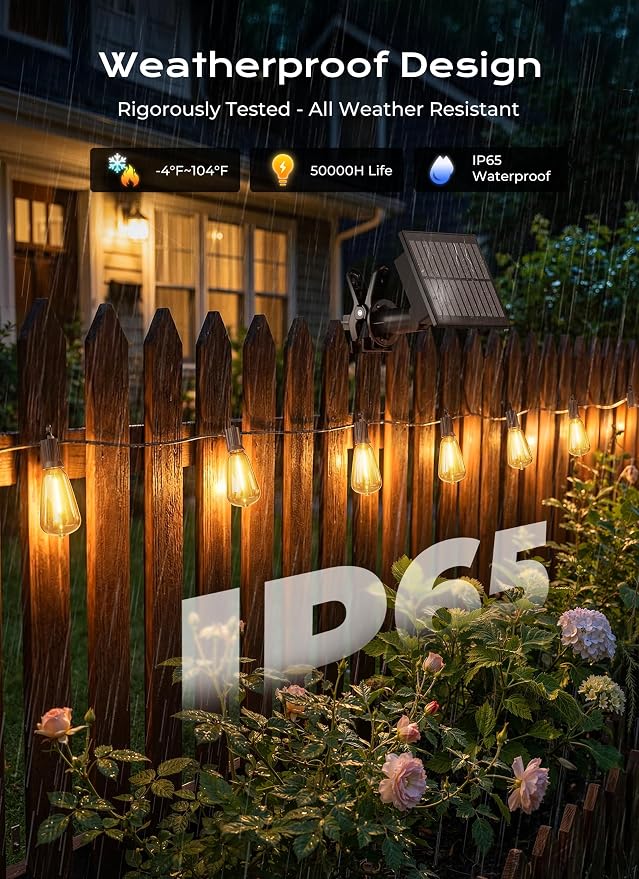 Brightown 76FT Solar String Lights Outdoor Waterproof, Patio Lights - Image 3