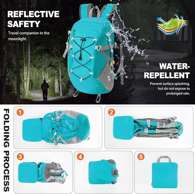 20L Hiking Backpack Lightweight Packable Hiking Daypack, Foldable Small Travel - Image 5