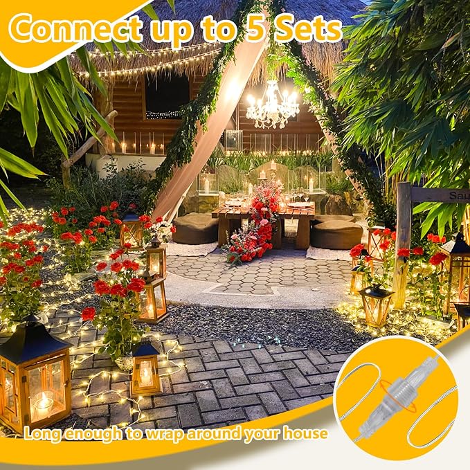 240LED 88Ft Connectable String Lights Indoor Outdoor Clear Wire | Warm White - Image 7