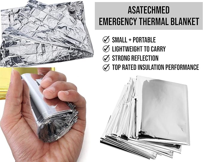 ASA TECHMED Emergency Mylar Thermal Blankets Bulk, Space Blanket Survival kit - Image 3