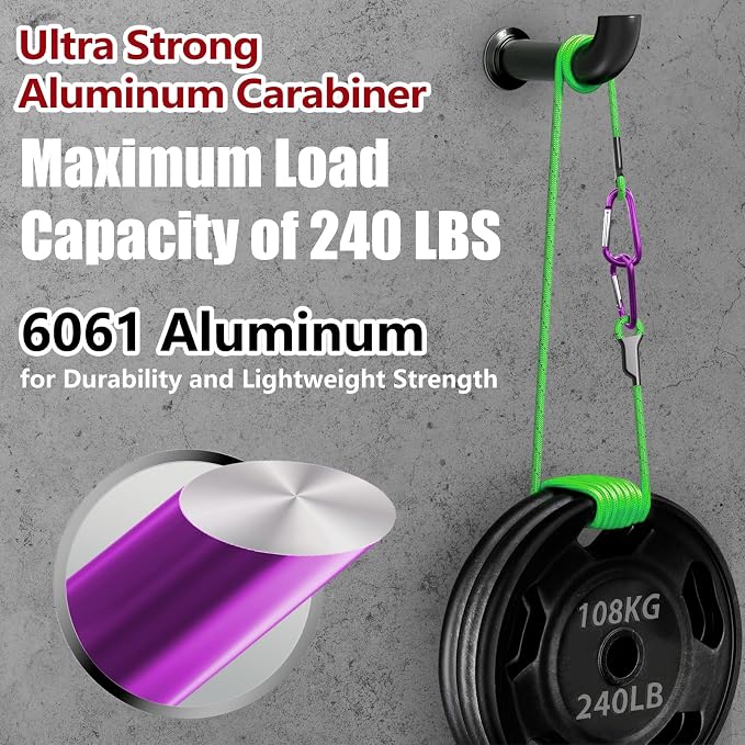 sprookber 4" & 5" Extra Large Aluminum Carabiner D Ring, Caribeener Clips - Image 3