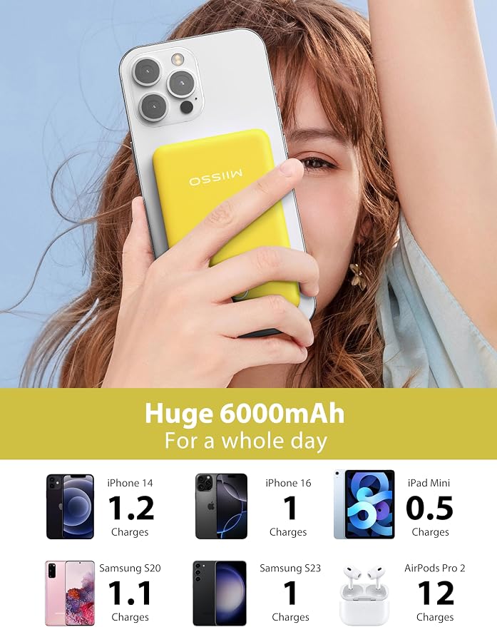 miisso 6000mah Ultra Slim Built in Cables Power Bank, Card Size Built in USB C - Image 3