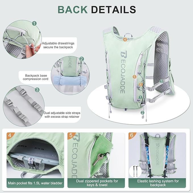 BECOJADDE Running Vest Hydration Backpack - Image 3