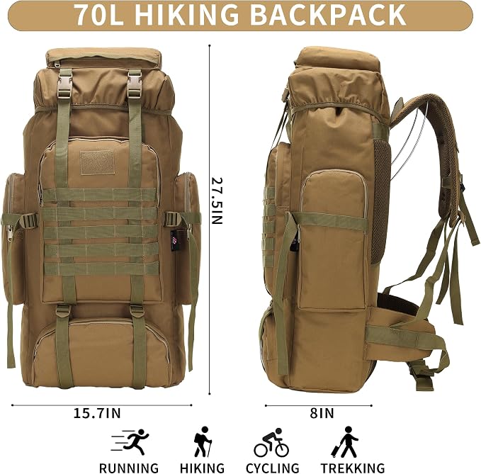 Hiking Backpack for Men 70L/100L Camping Backpack Military Rucksack Molle 3 - Image 2