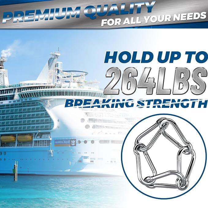 sprookber 316 Stainless Steel Carabiner Clip, Marine Grade Heavy Duty Spring - Image 4
