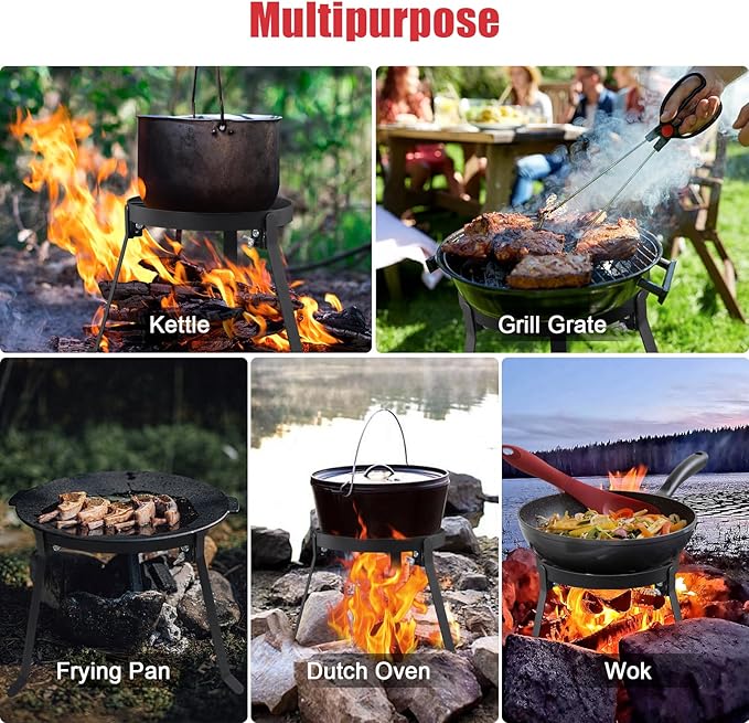 Cooking Tripod for Campfire, 9.8Inch Durable Steel Campfire Tripod for Cooking - Image 7