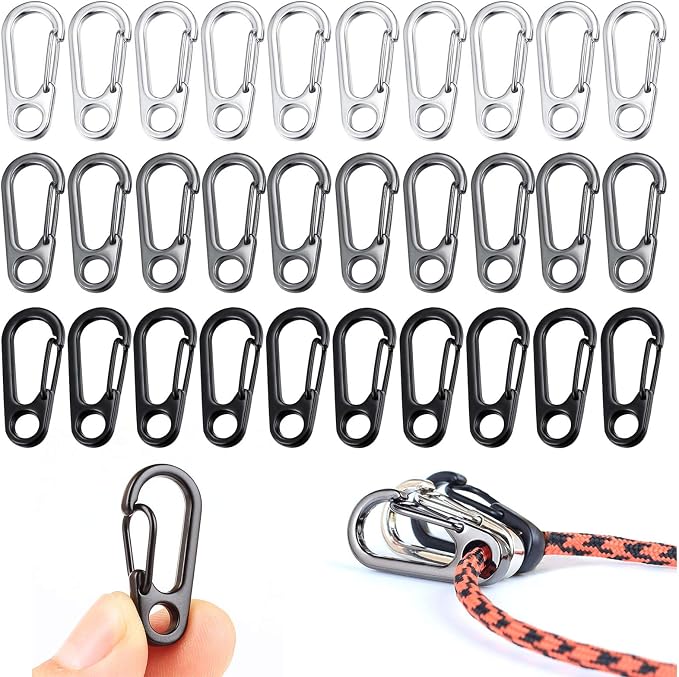 30PCS Mini SF Carabiner Clips Tiny Alloy Spring Snap Hook Keychain Clasps EDC by LUOLIPEYA