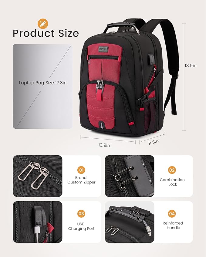 LOVEVOOK Travel Laptop Backpack Waterproof Anti Theft Backpack - Image 4