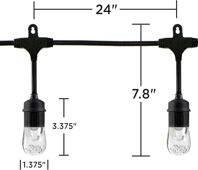 Enbrighten Classic Warm White String Lights, 36ft Black Cord, 18 Shatterproof - Image 2