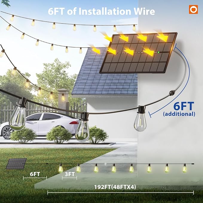 addlon 198FT Solar String Lights Outdoor Waterproof 6W Panel - Image 6