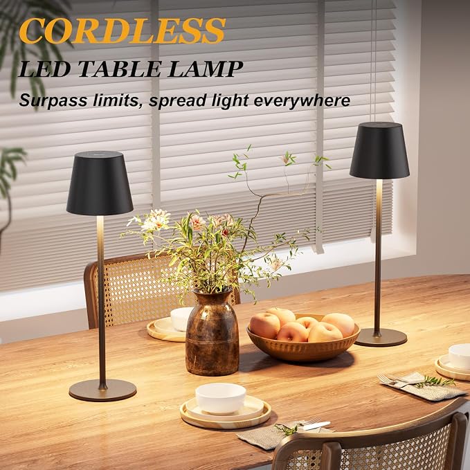 Kakanuo 20" Cordless Table Lamp Rechargeable Black - Image 6