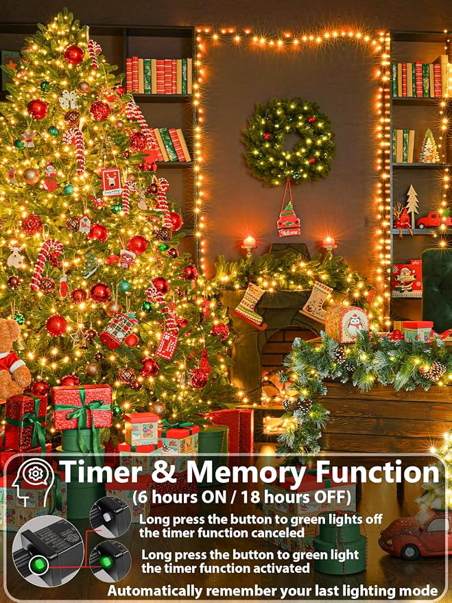 99FT 300 LED Christmas Decoration Lights Outdoor/Indoor, Memory Function & - Image 3