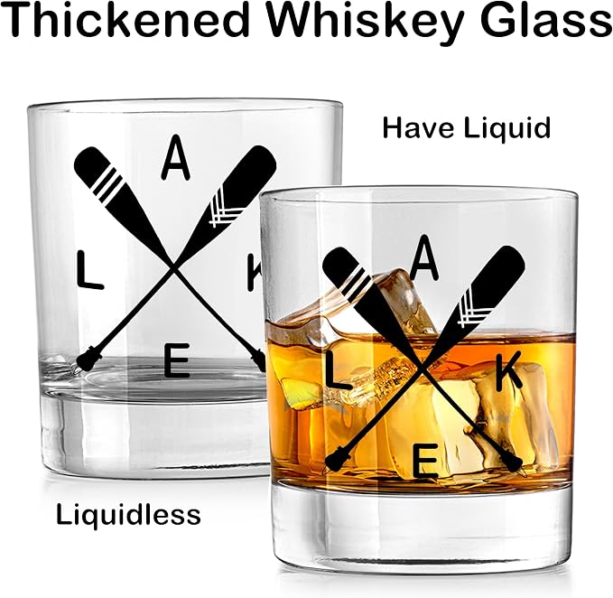 Nogrit Lake House Decor Whiskey Glasses 10 Oz, Beach Wine Old Fashioned Rocks - Image 5