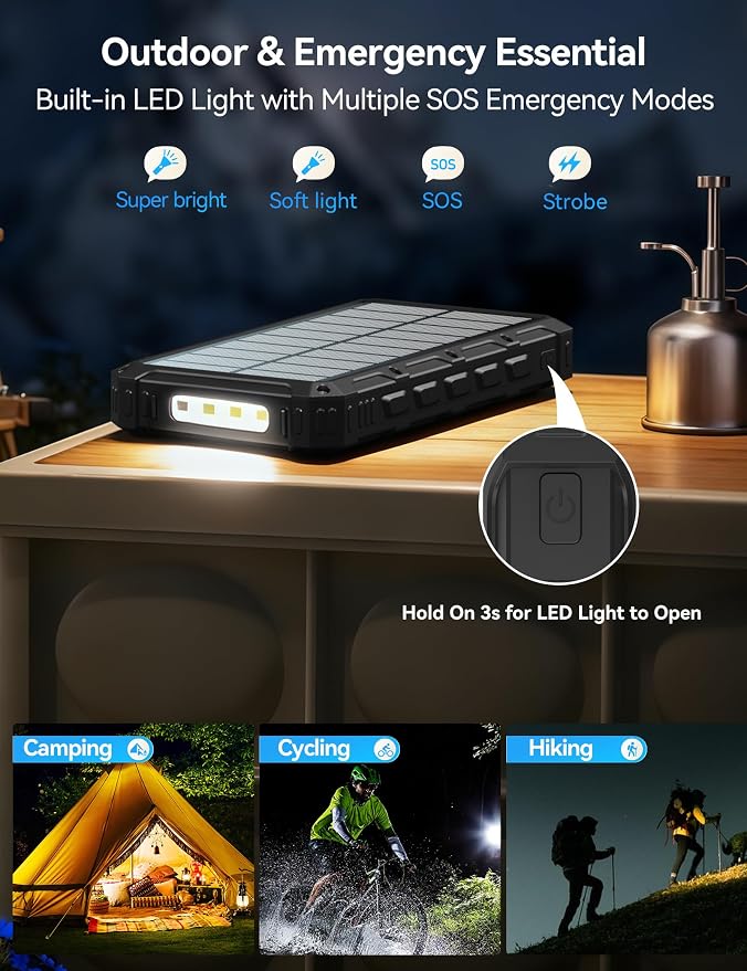 Solar-Charger-Power-Bank - 20000mah Solar Powered Battery Charger Cell Phone - Image 6