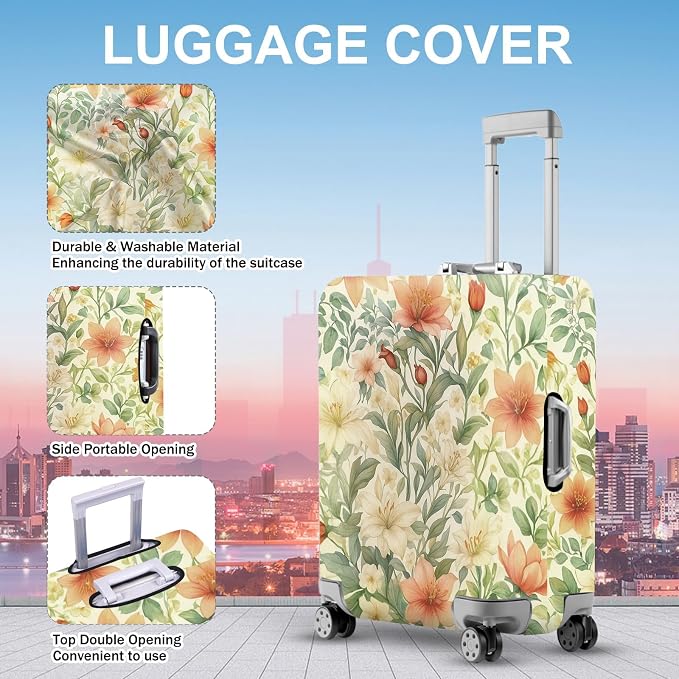 ANNA QUEEN Floral Botanical Luggage Cover, Vintage Flower Suitcase Protector - Image 2