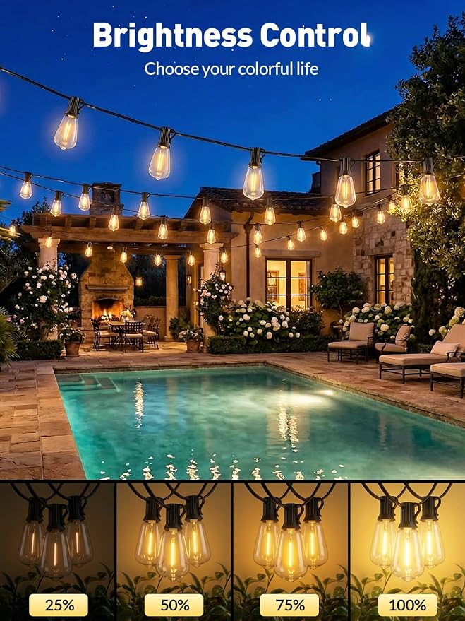 65ft-Solar-String-Lights-Outdoor-Waterproof-Solor-Powered-Patio-Light-Hanging-Ou - Image 2