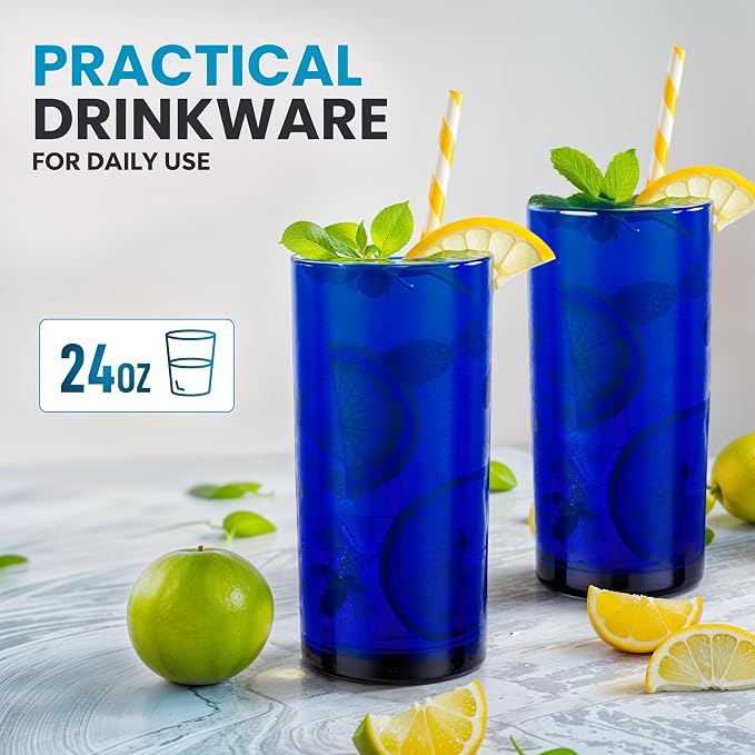 Zulay Kitchen Plastic Drinking Glasses – 24oz Acrylic Shatterproof Water Cups - Image 3