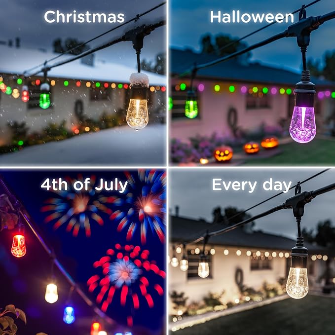 Enbrighten Vibe Vintagе Outdoor String Lights 2, 12 RGBWIC Shatterрroof Acrylic - Image 7