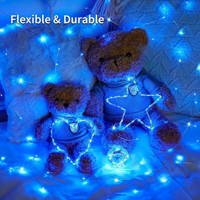 JMEXSUSS 2 Pack Blue Solar String Lights Outdoor Waterproof, Each 33ft 100 LED - Image 5