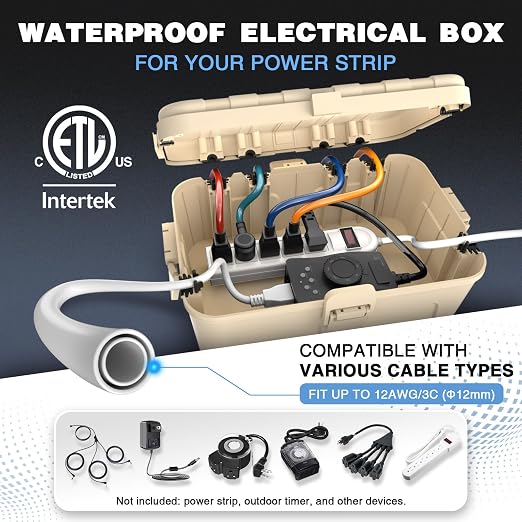 Flemoon Outdoor Electrical Box Waterproof, IP54 Waterproof Extension Cord Cover - Image 2