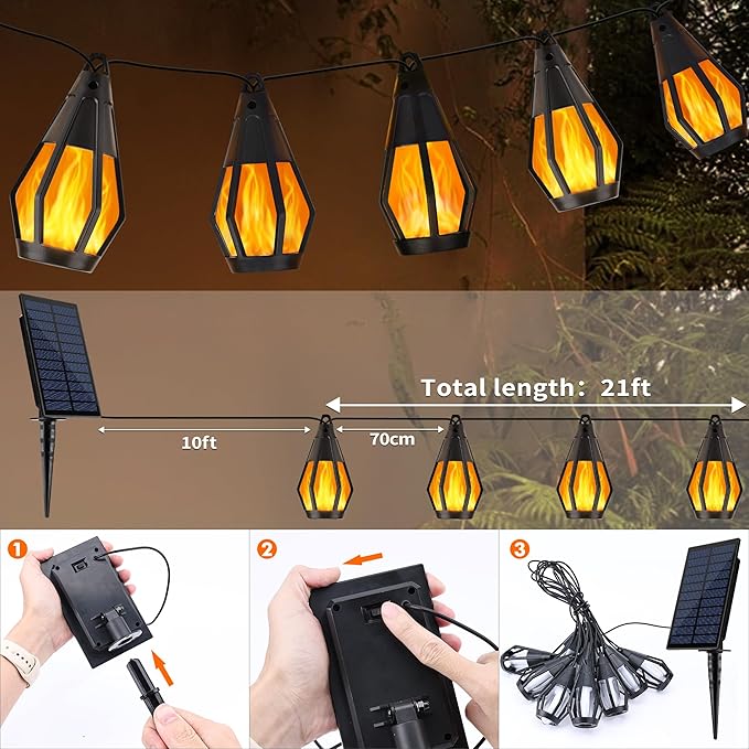 Jnaurb Solar String Lights for Outside, 21Ft Patio Lights - Image 3
