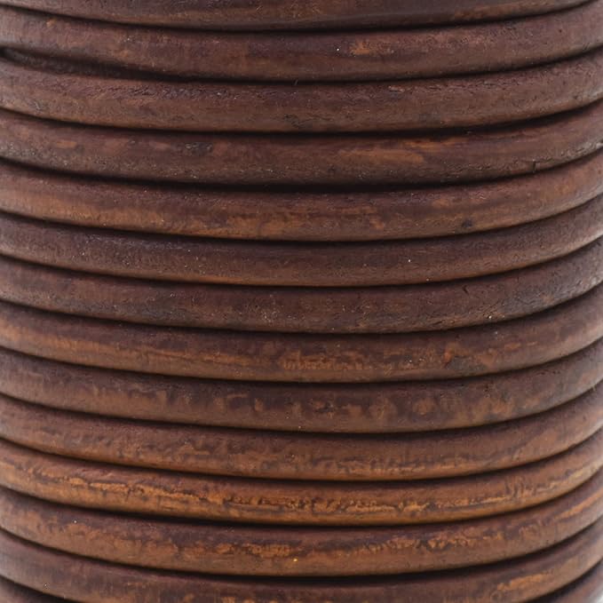 Mandala Crafts Round Genuine Distressed Brown Leather Cord - Image 3