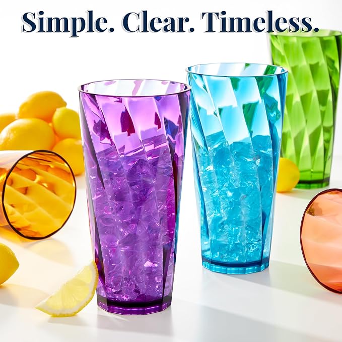 US Acrylic Optix Plastic Reusable Drinking Glasses 26oz Iced-Tea Cups in Jewel - Image 6