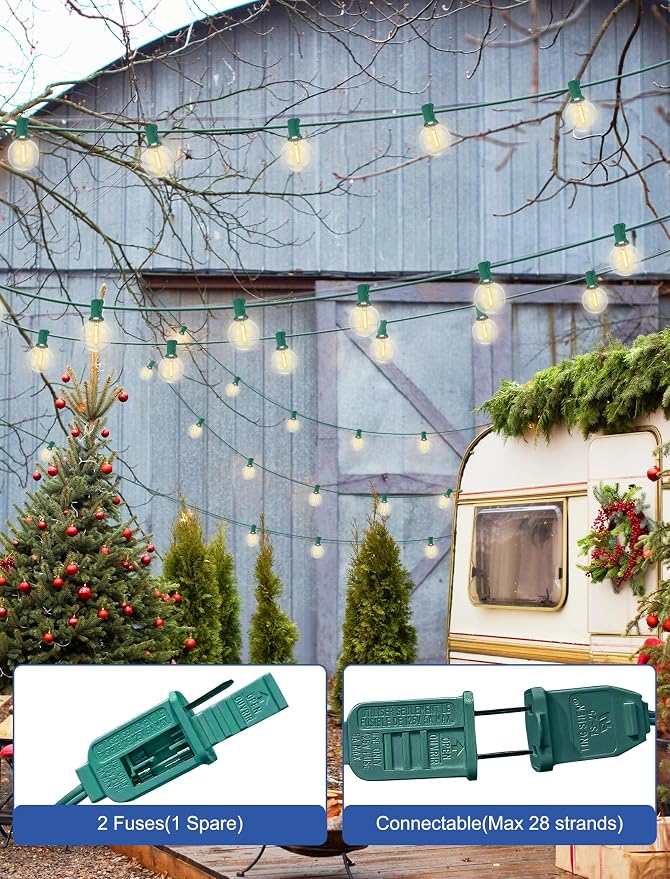 SUNSGNE 25Ft Round Christmas Lights Outdoor, G40 Globe String Lights - Image 6