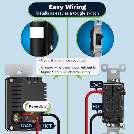 TOPGREENER PIR Motion Sensor Light Switch, Occupancy & Vacancy Motion Sensor - Image 3