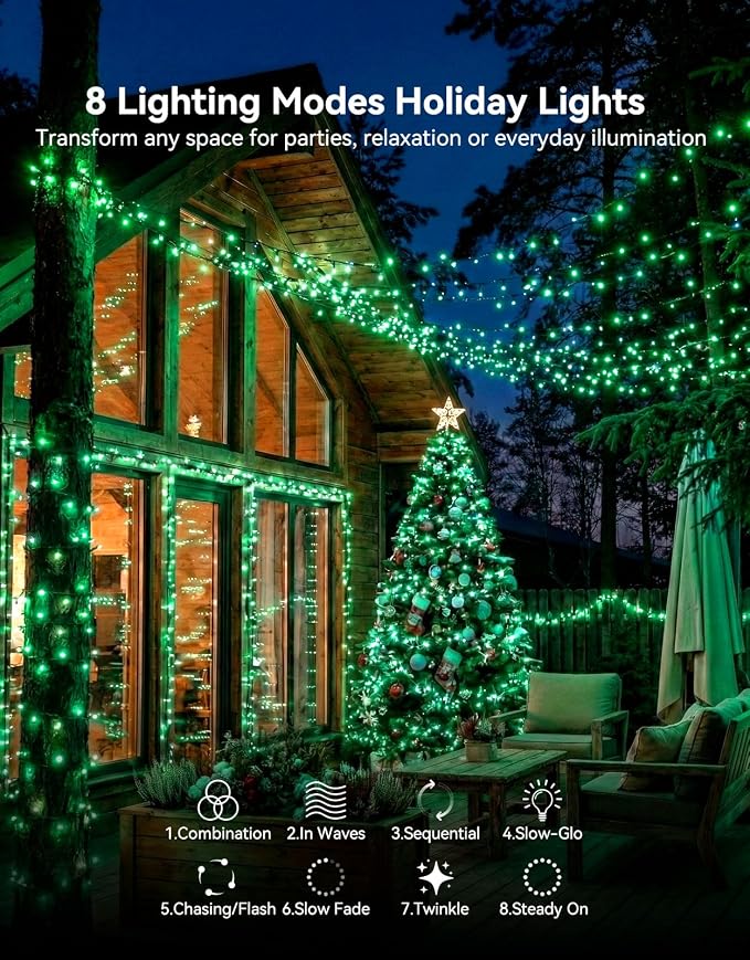 LitHome 99FT 300 LED String Lights Outdoor Indoor, 8 Modes Waterproof Christmas - Image 2
