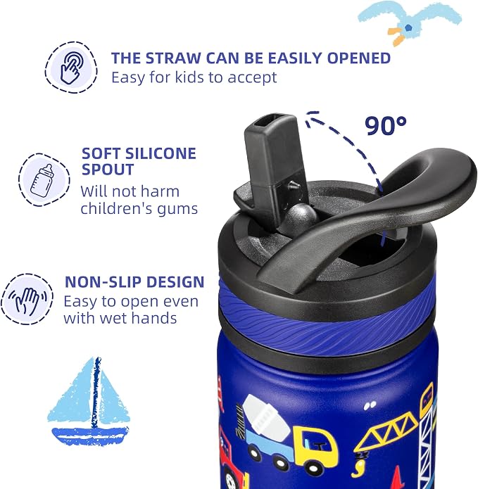Fanhaw 18 Oz Kids Insulated Water Bottle - Image 3
