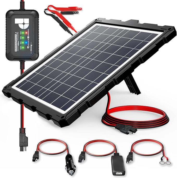 POWOXI-Upgraded-20W-Solar-Battery-Charger-Maintainer, External Smart 3-Stages by POWOXI