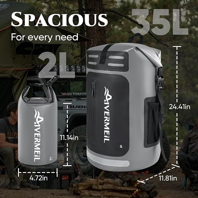 Waterproof Dry Bag with Waterproof Phone Case and small waterproof Bag Grey - Image 2