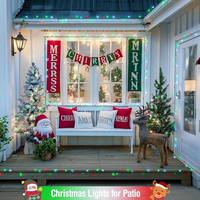 JMEXSUSS 200 LED Red White and Green Christmas Lights Outdoor, 66ft Connectable - Image 8
