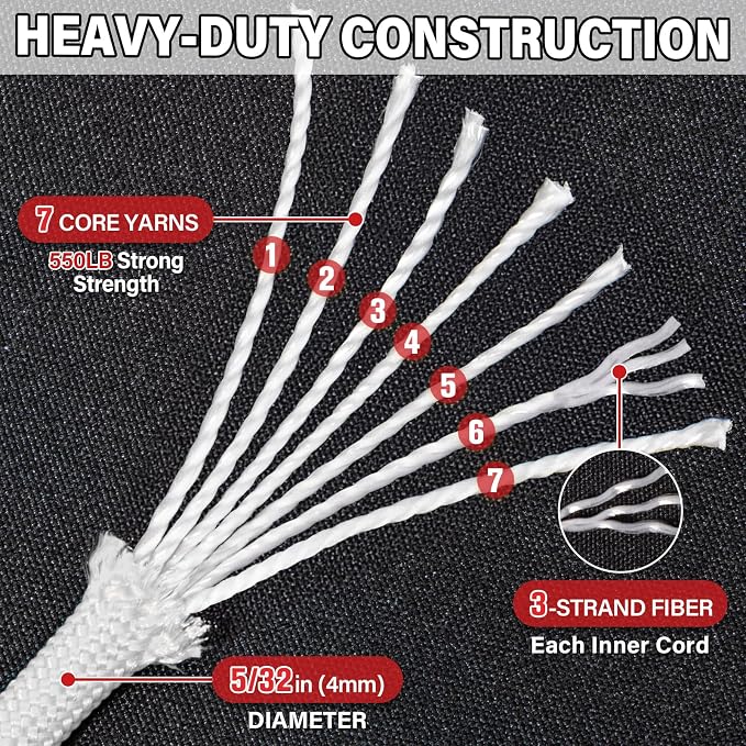 Paracord Rope 550 lb - 50ft 5/32" Parachute Cord 4MM 7-Strand para Cord - Heavy - Image 2
