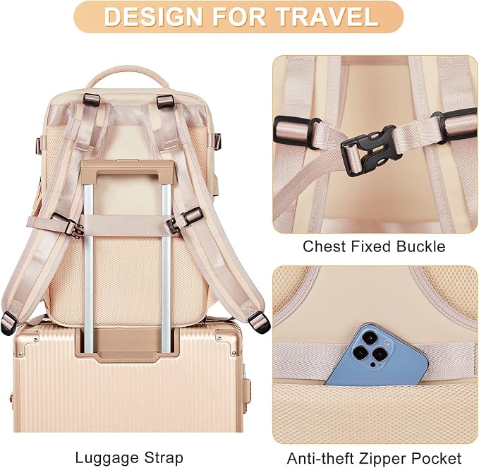 coofay Carry On Backpack Flight Approved Personal Item Travel Backpack - Image 8
