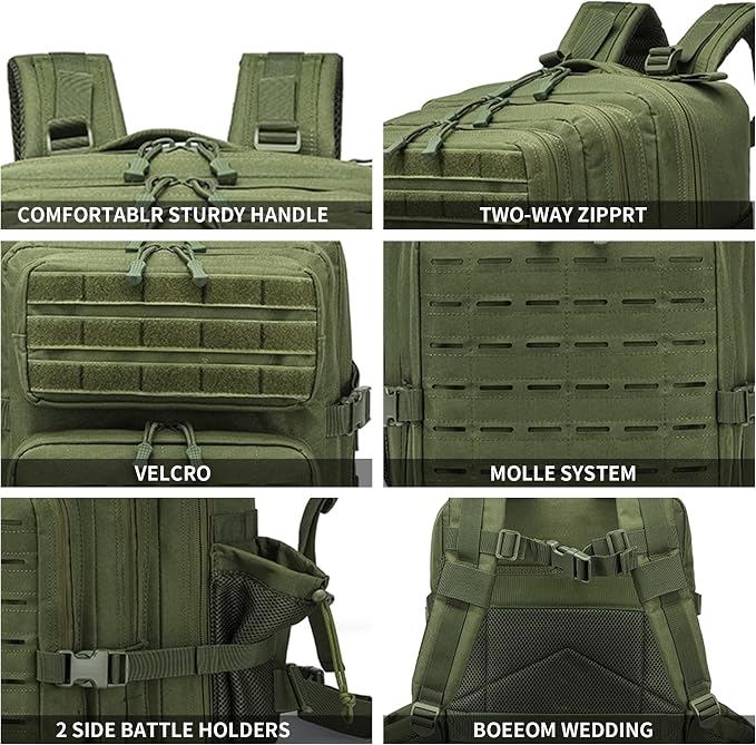 Military Tactical Backpack 45L/25L 3 Day Assault Pack Molle Daypack Hiking - Image 4