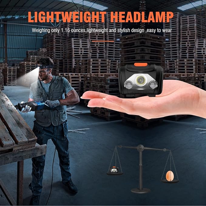 BORUIT LED Headlamp Red White Light Head Lamp AAA Battery Super Bright - Image 4