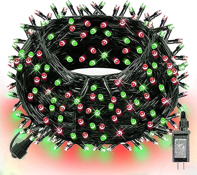 Dazzle Bright Red and Green Christmas String Lights, 300 LED 100 FT Connectable by DazzleBright
