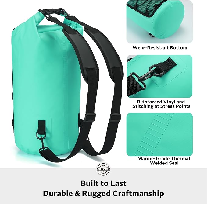 STOVER 5/10/25/30/40/55L Waterproof Dry Bag- Roll-Top Backpack w/Phone Case- - Image 4